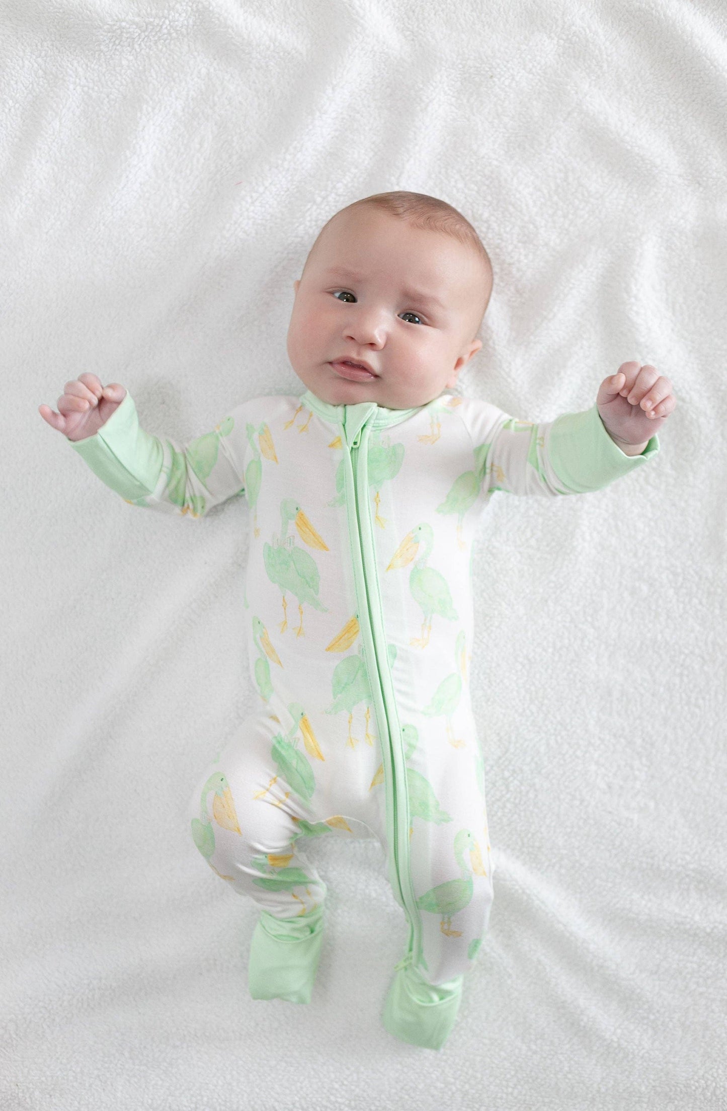 Mint Pelican Zipper Onesie