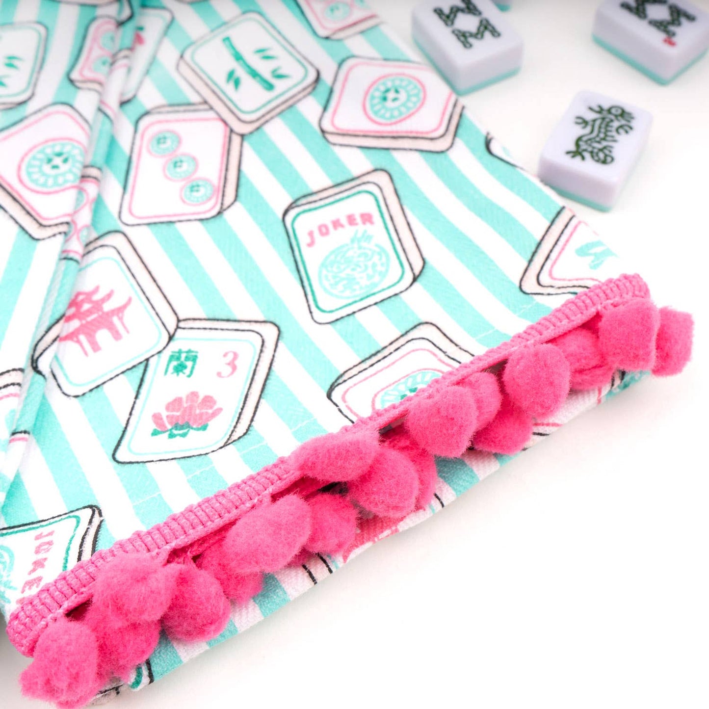 Mahjong Stripe Pom-Pom Kitchen Towel Set