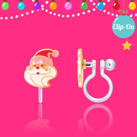 Santa Clip On Earrings for Girls