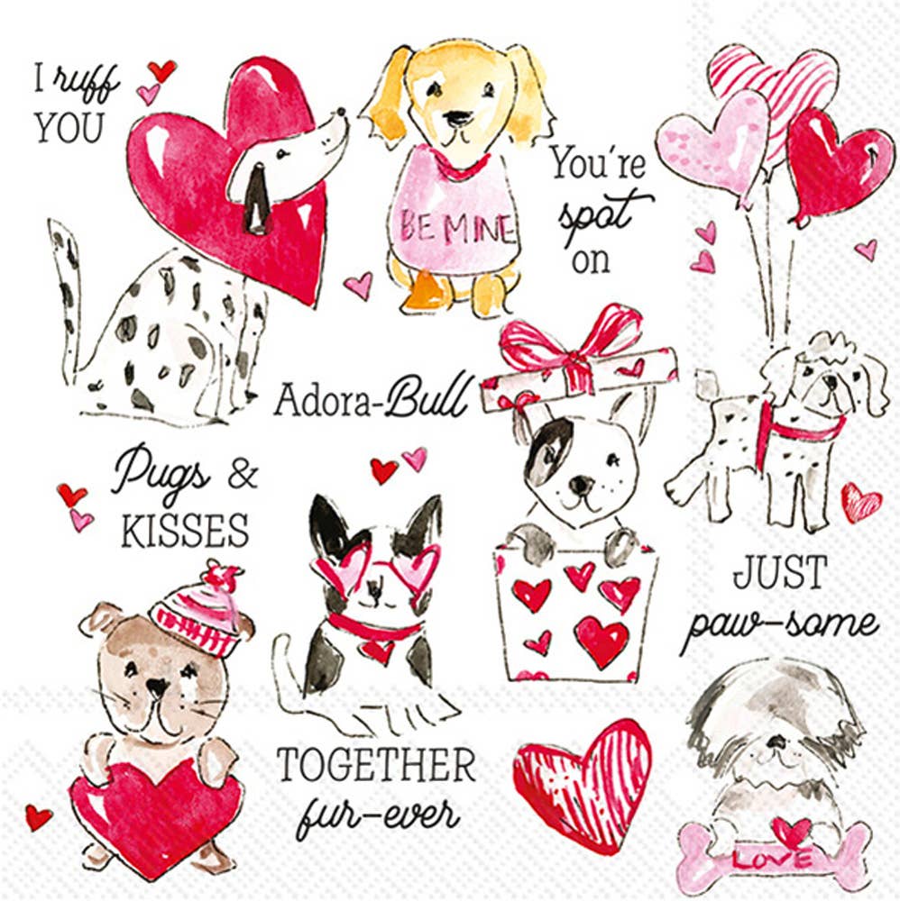 Paper Cocktail Napkins Pugs & Kisses Rosanne Beck