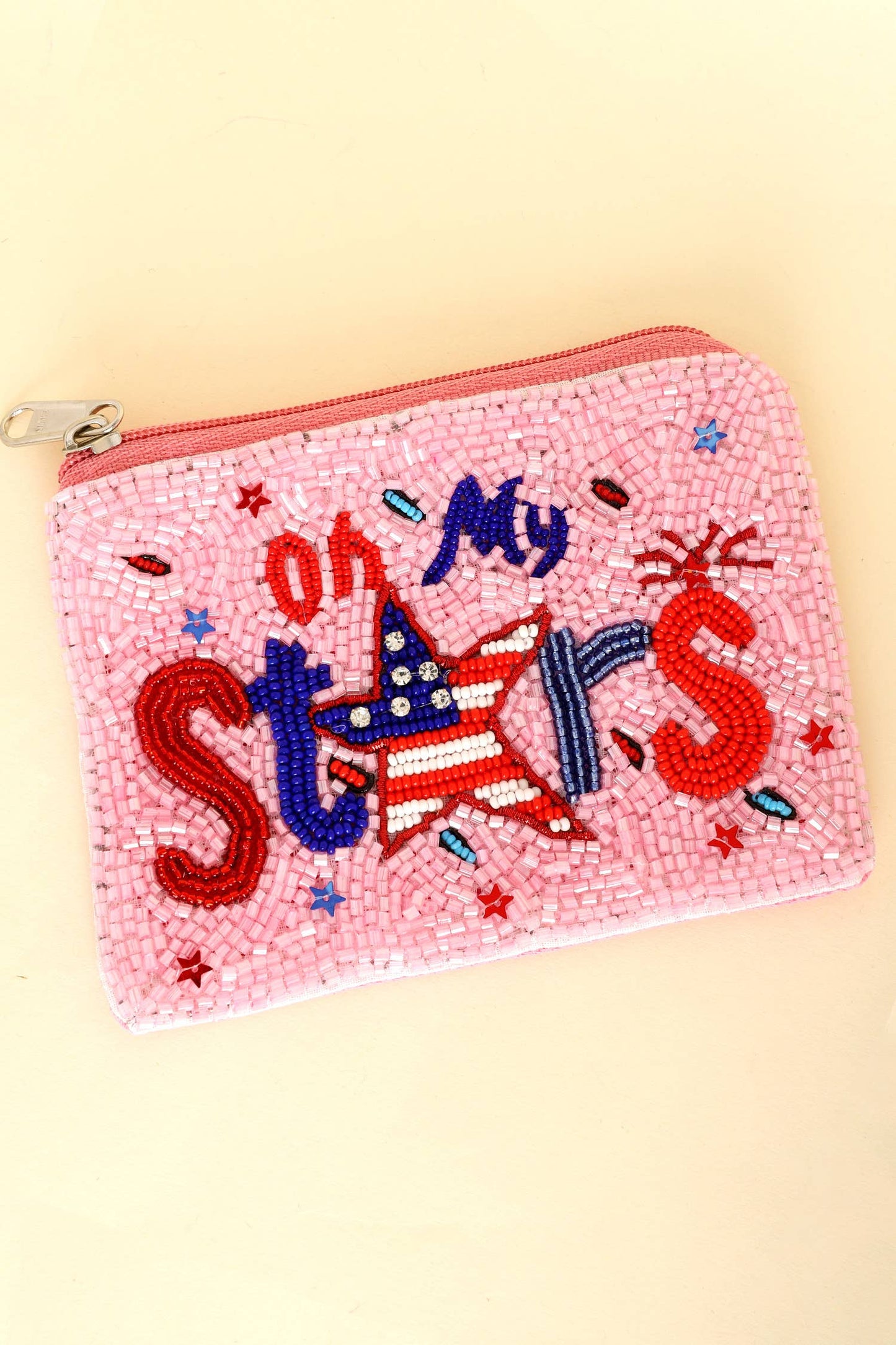 Patriotic Oh My Stars Seed Beaded Coin Bag