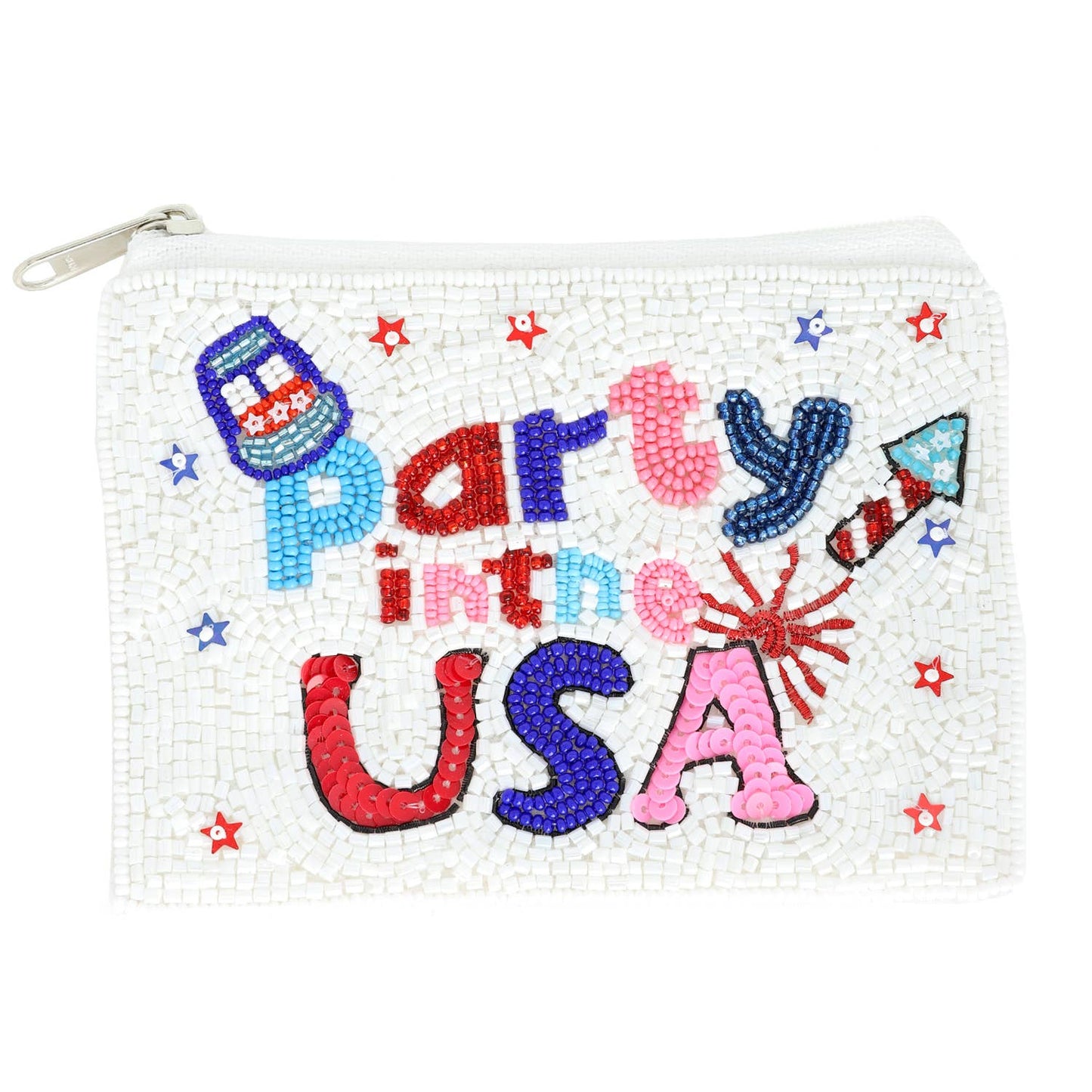 Patriotic Party in the USA Beaded Coin Bag