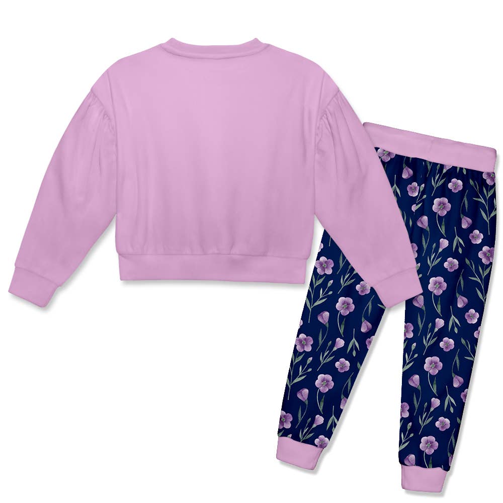 Lilac Crewneck Sweatshirt & Velour Joggers