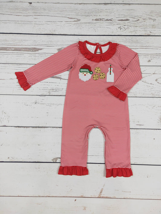 Baby Stripe Santa Appliqué Romper