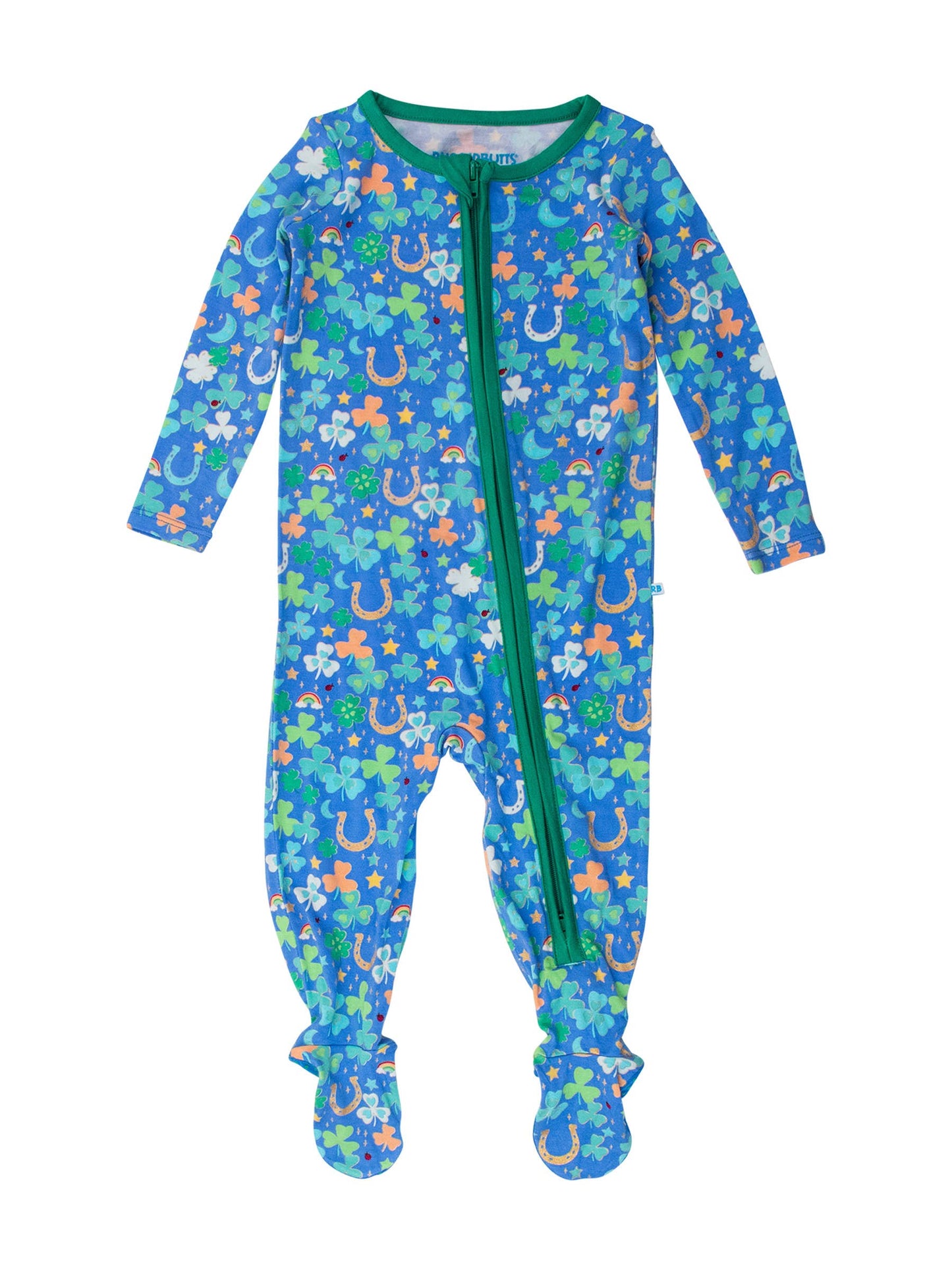 Baby Boys Blue Lucky Day Bamboo Viscose Footed One Piece Pajama