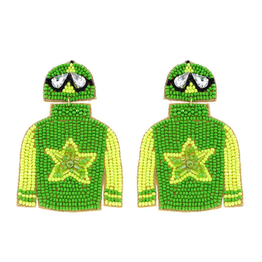 Beaded Jockey Goggles & Jeweled Star Sweater Earrings