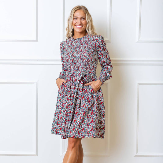 Smocked Ruffle Collar Dress