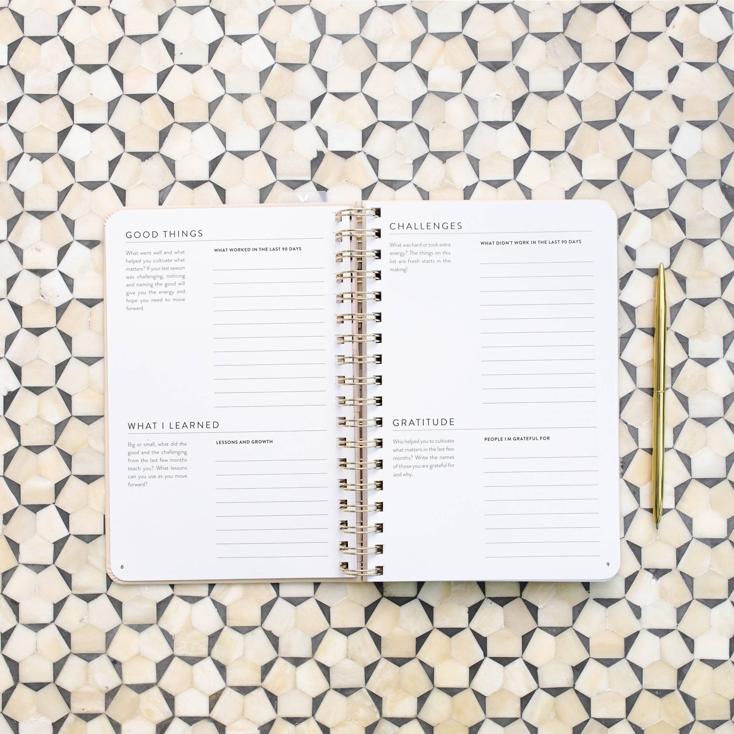 Fresh Start Daily Goal Planner | Natural Spiral | Undated