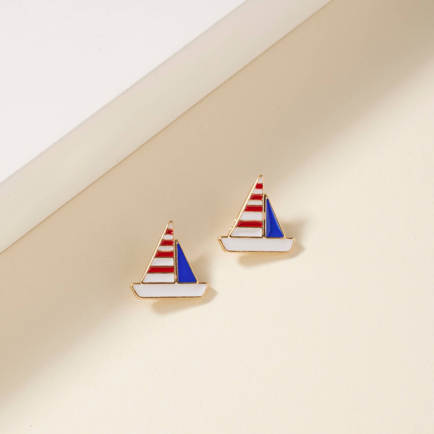 USA Flag Yacht Enamel Stud Earring