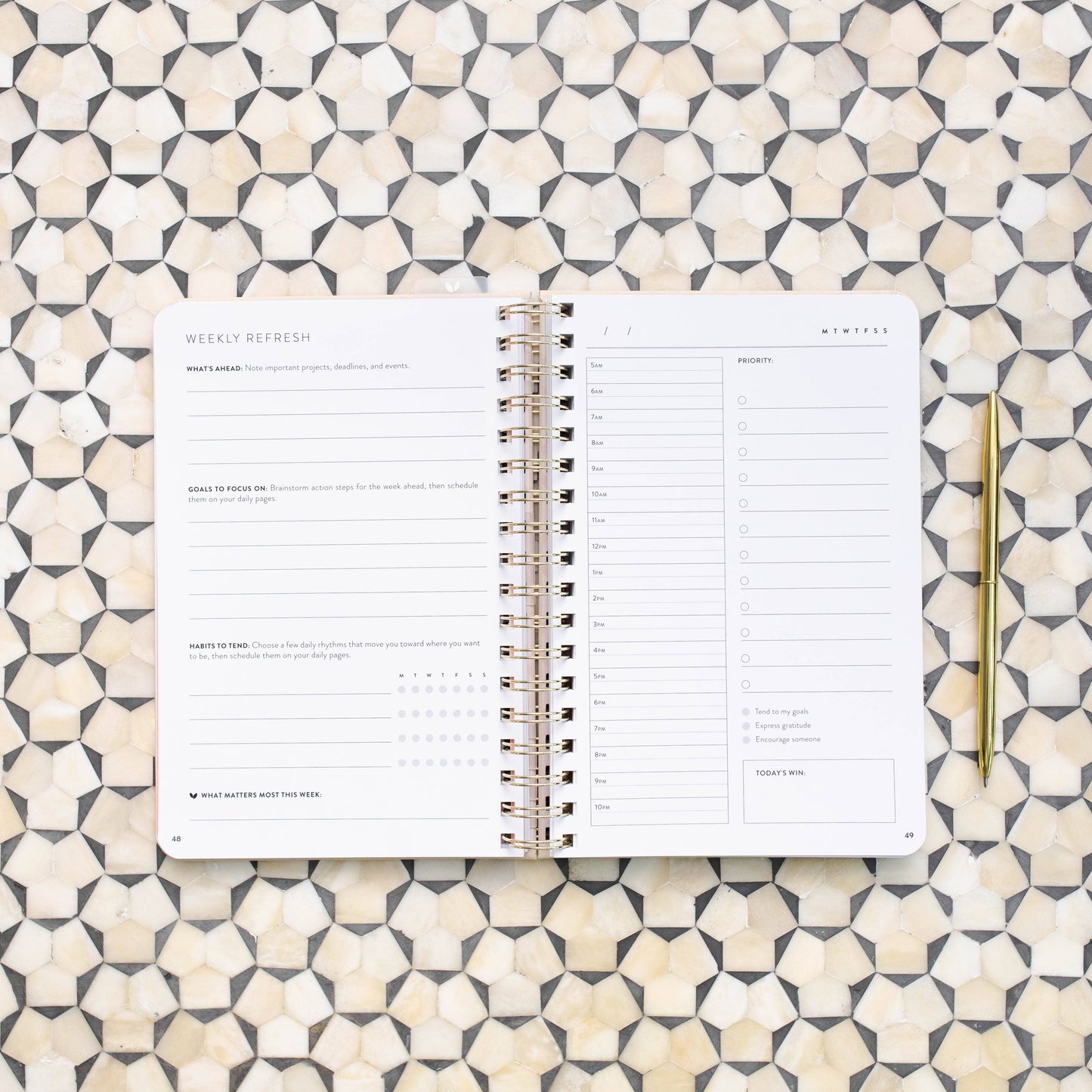 Fresh Start Daily Goal Planner | Natural Spiral | Undated