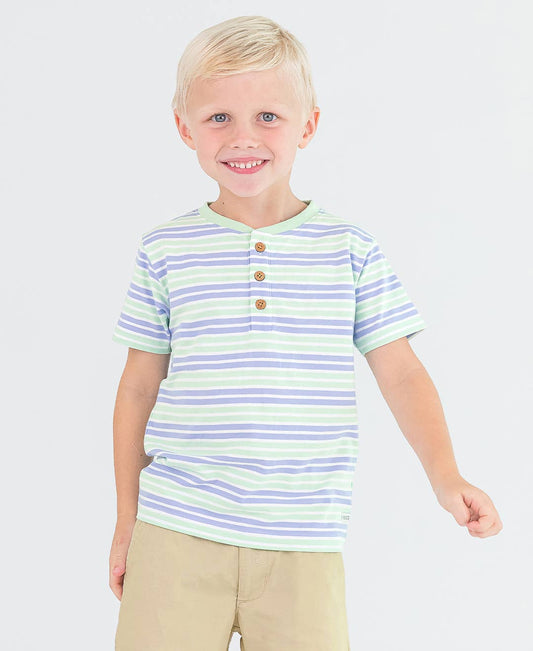 Boys Surf Crew Stripe Short Sleeve Knit Henley