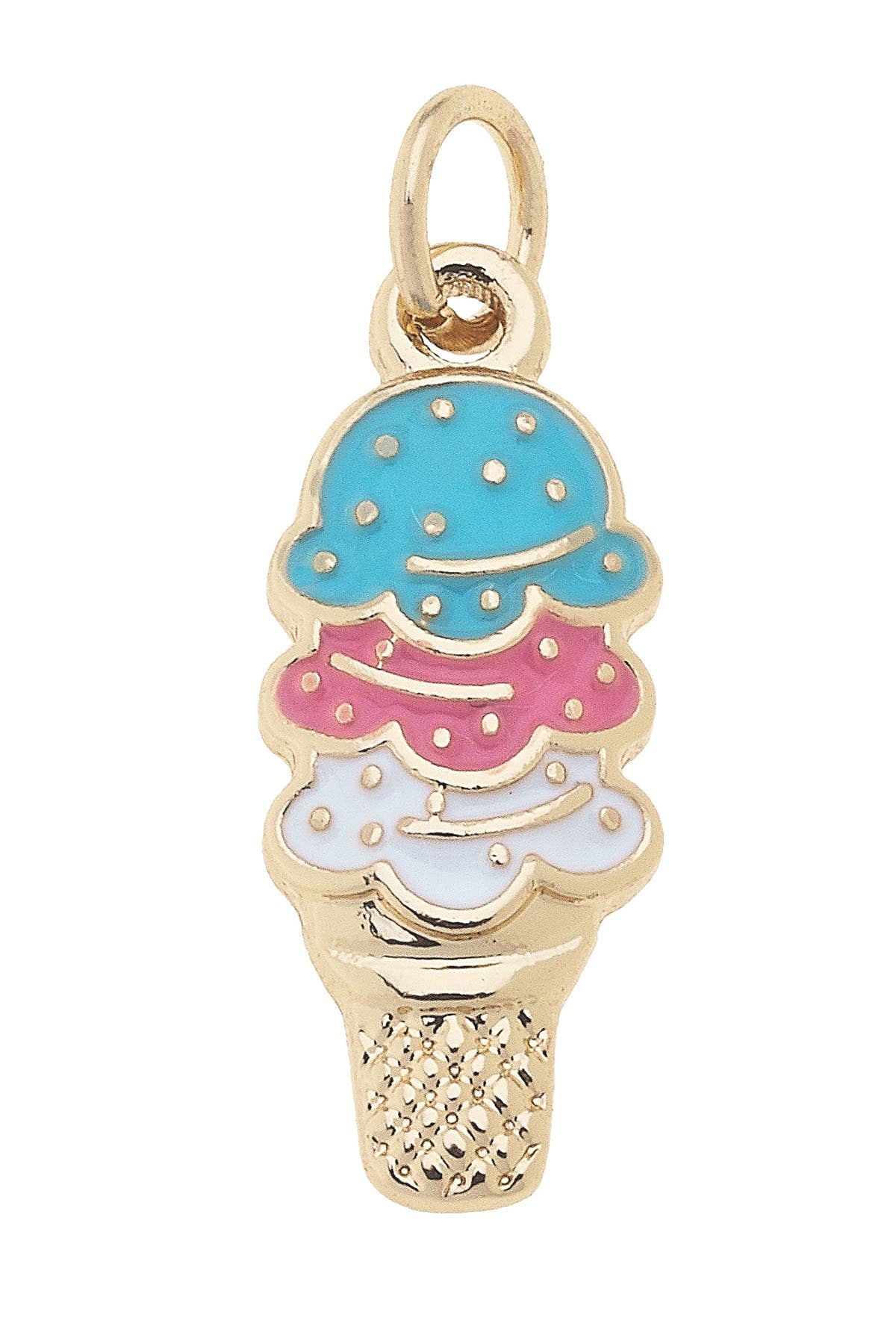 Triple Scoop Ice Cream Cone Charm in Red, White, & Blue