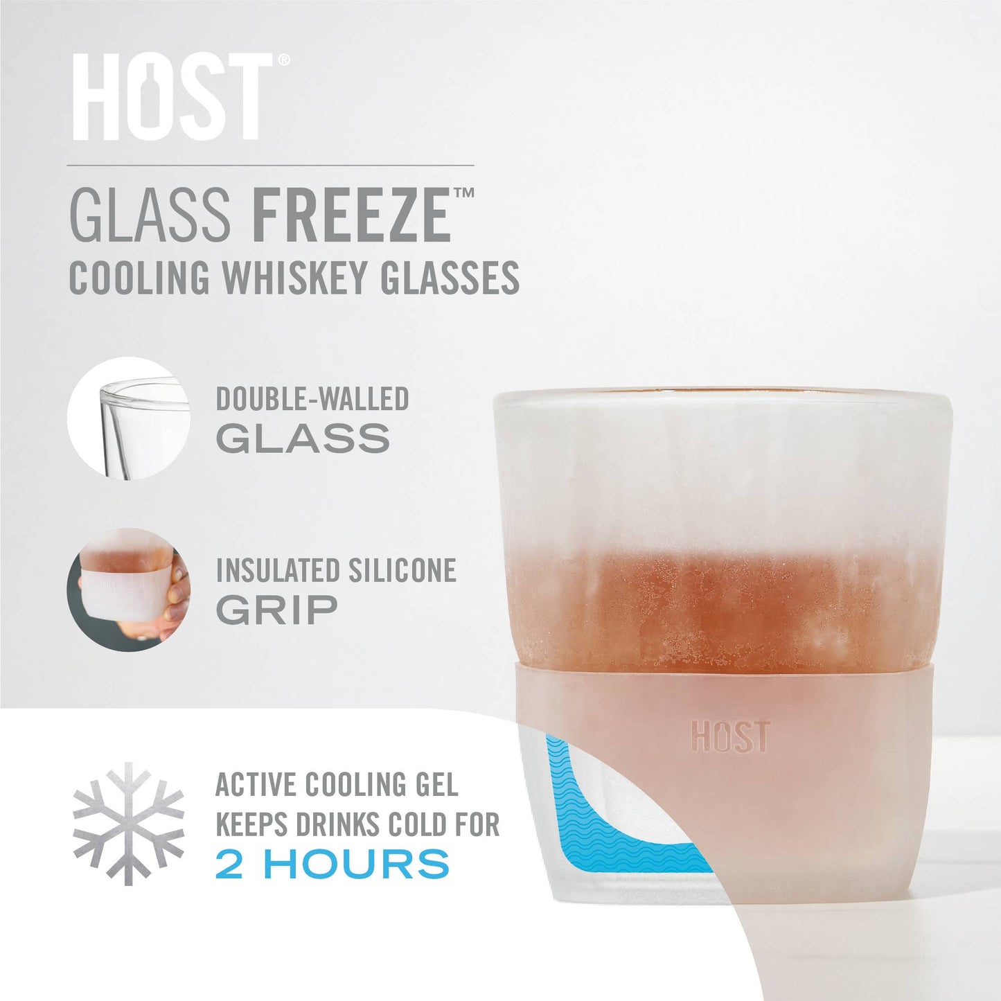 Glass FREEZE™ Insulated Cooling Whiskey Glasses - Set of 2