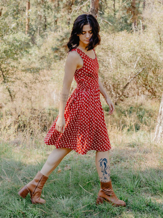 Asheville Dress Micro Floral Red