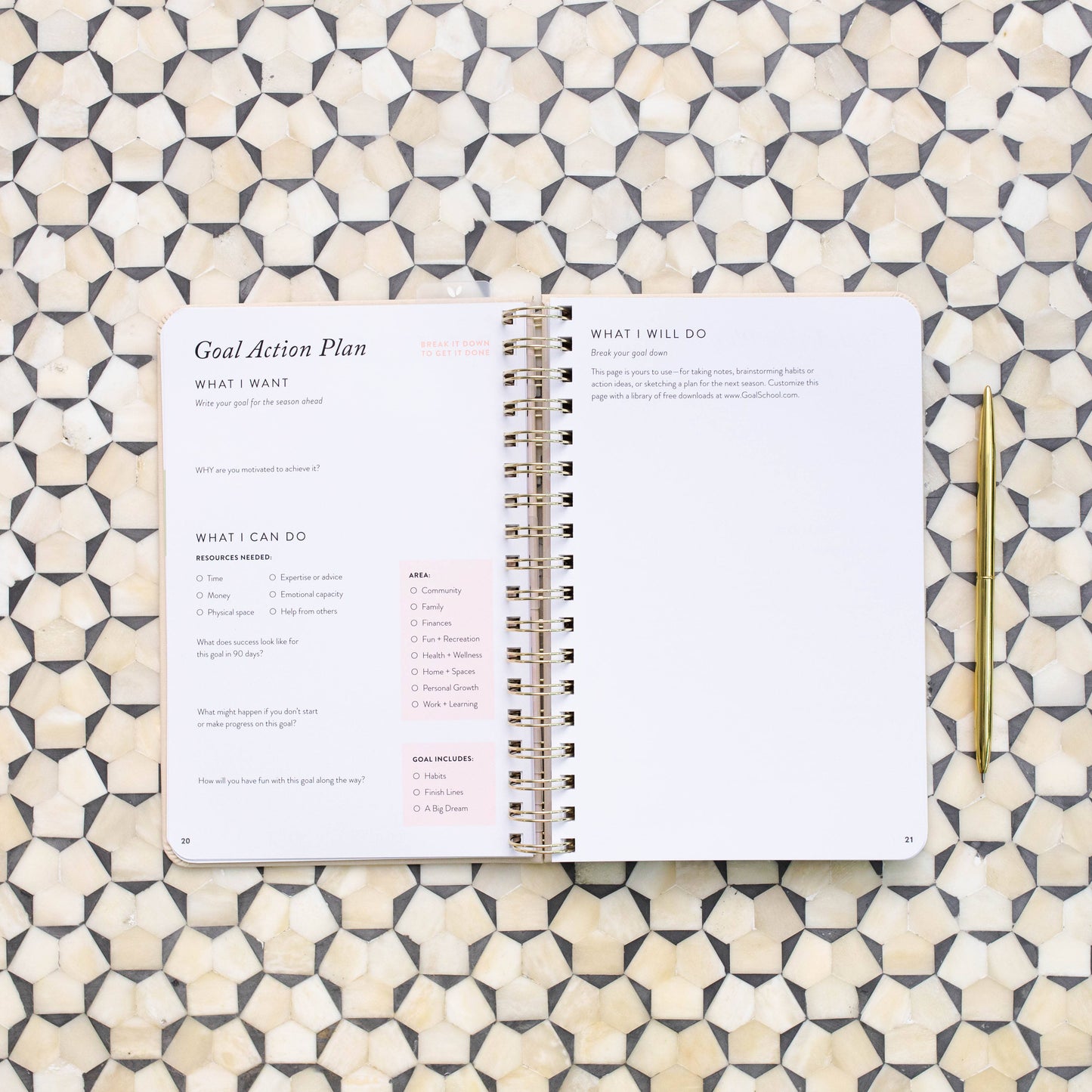 Fresh Start Daily Goal Planner | Natural Spiral | Undated