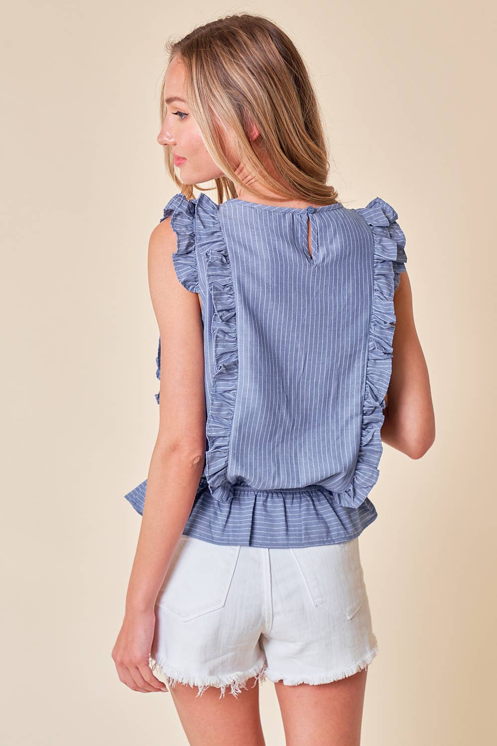 Frilled Detail Stripe Top