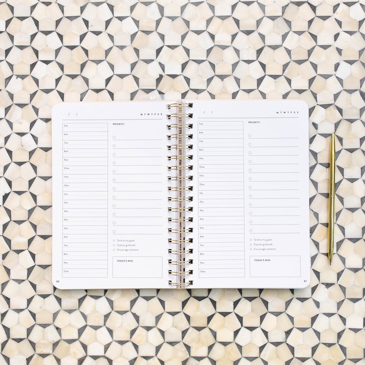 Fresh Start Daily Goal Planner | Natural Spiral | Undated