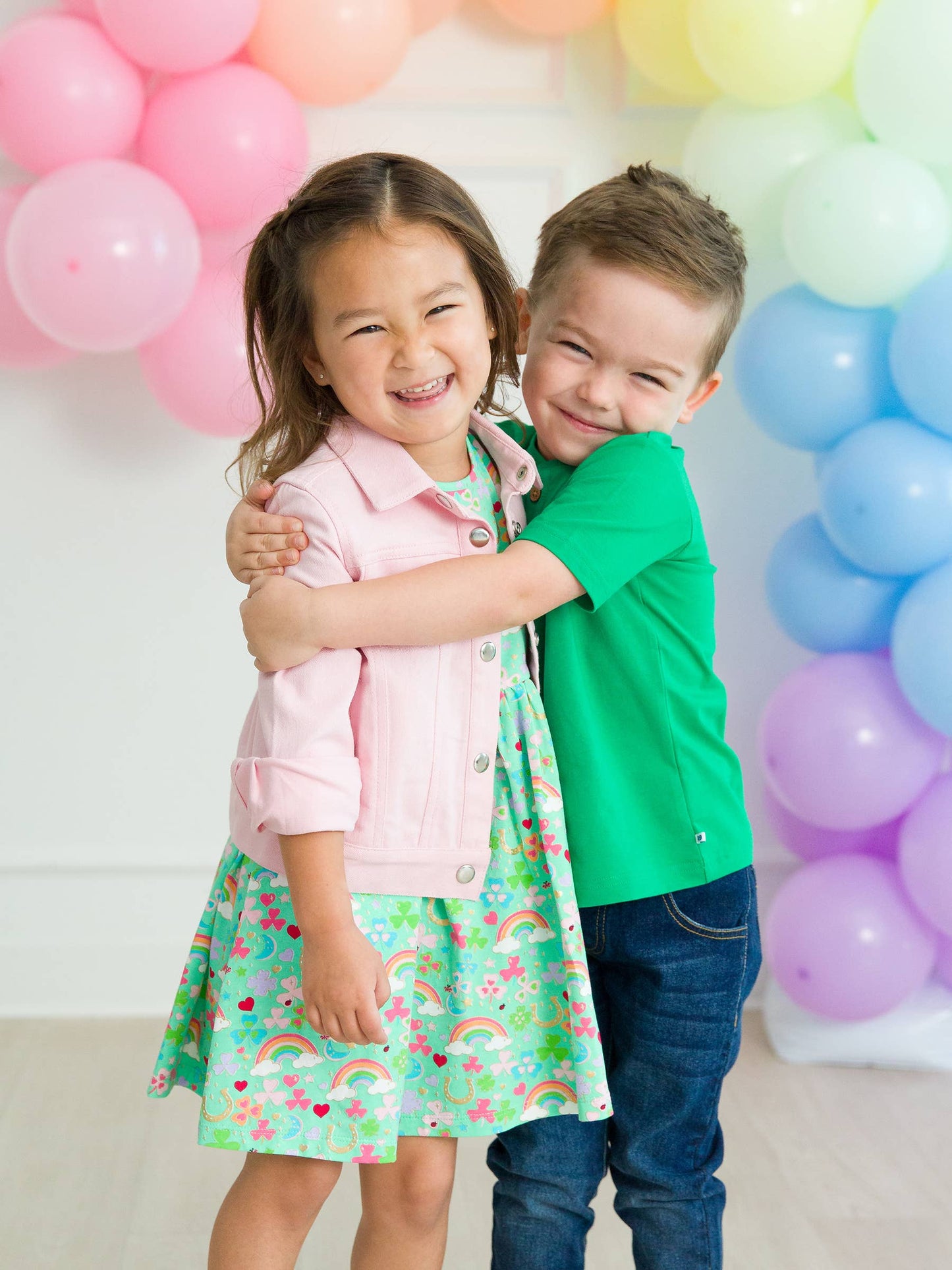 Girls Green Lucky Day Short Sleeve Knit Twirl Dress