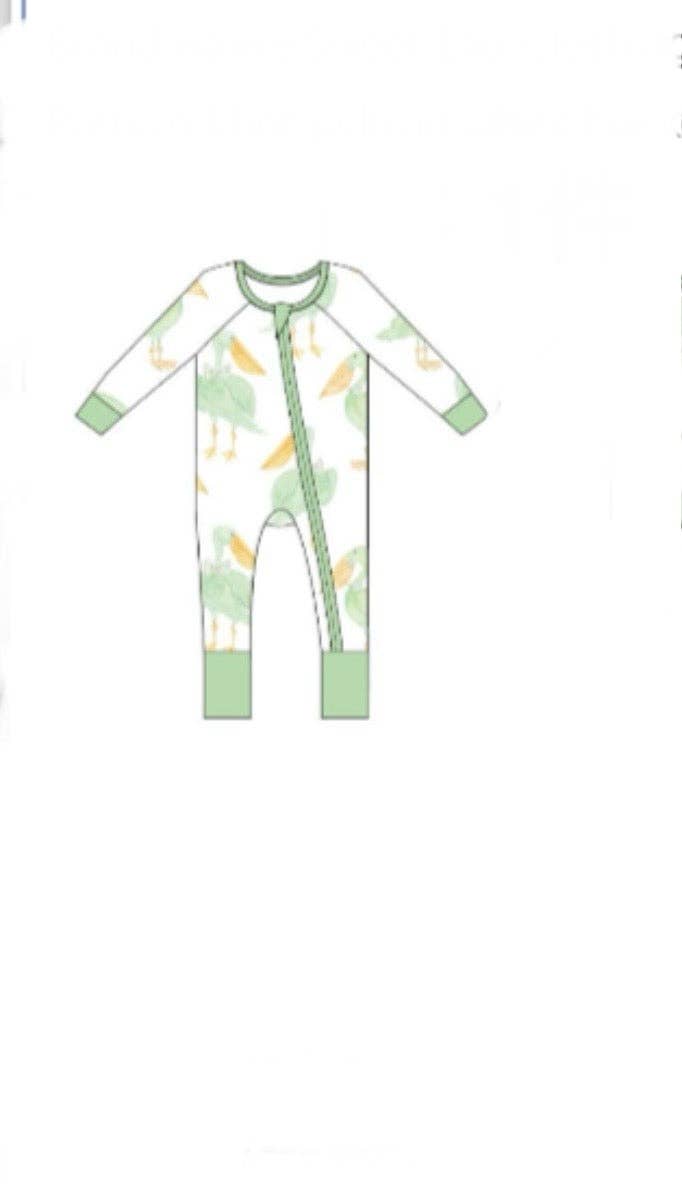 Mint Pelican Zipper Onesie