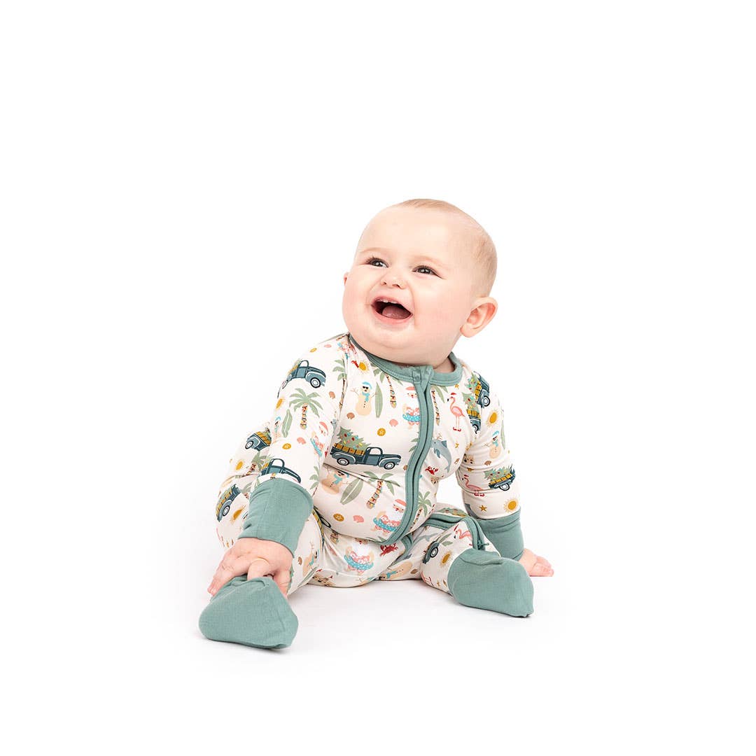 Coastal Christmas Bamboo Convertible Baby Pajamas