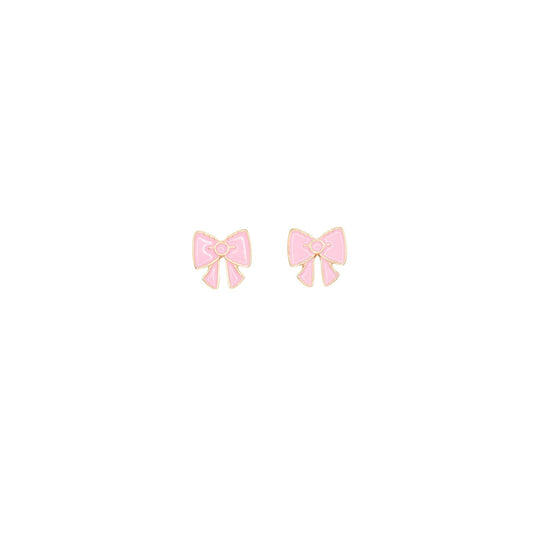 Pink Bow Ribbon Enamel Post Stud Earring Children's Jewelry