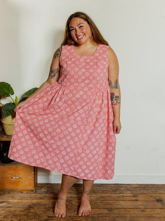 Melody Plus Size Midi Dress Floral Stamp Rose