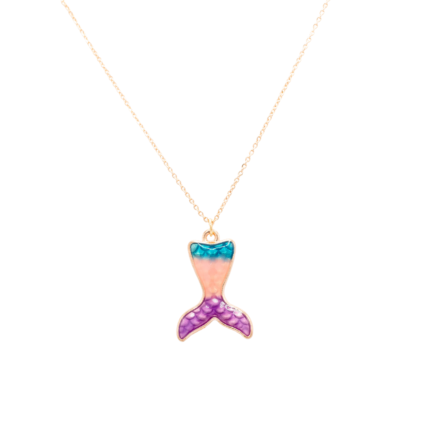 Mermaid Tail Enamel Charm Pendant Children Necklace Ocean