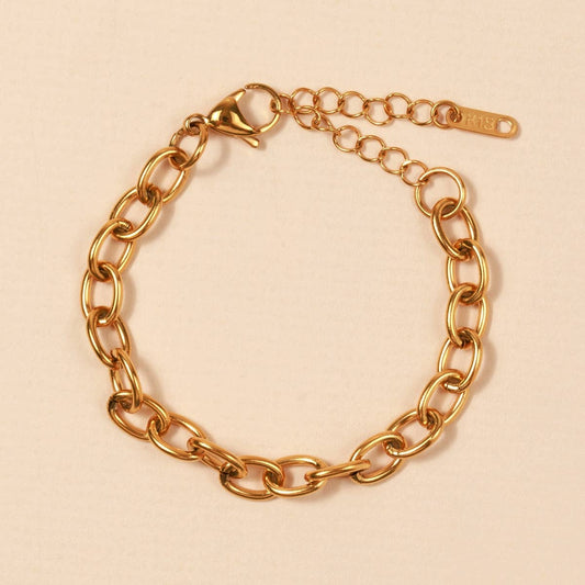 Simple Basic Chain Bracelet 18K Gold Plated Stainless Steel