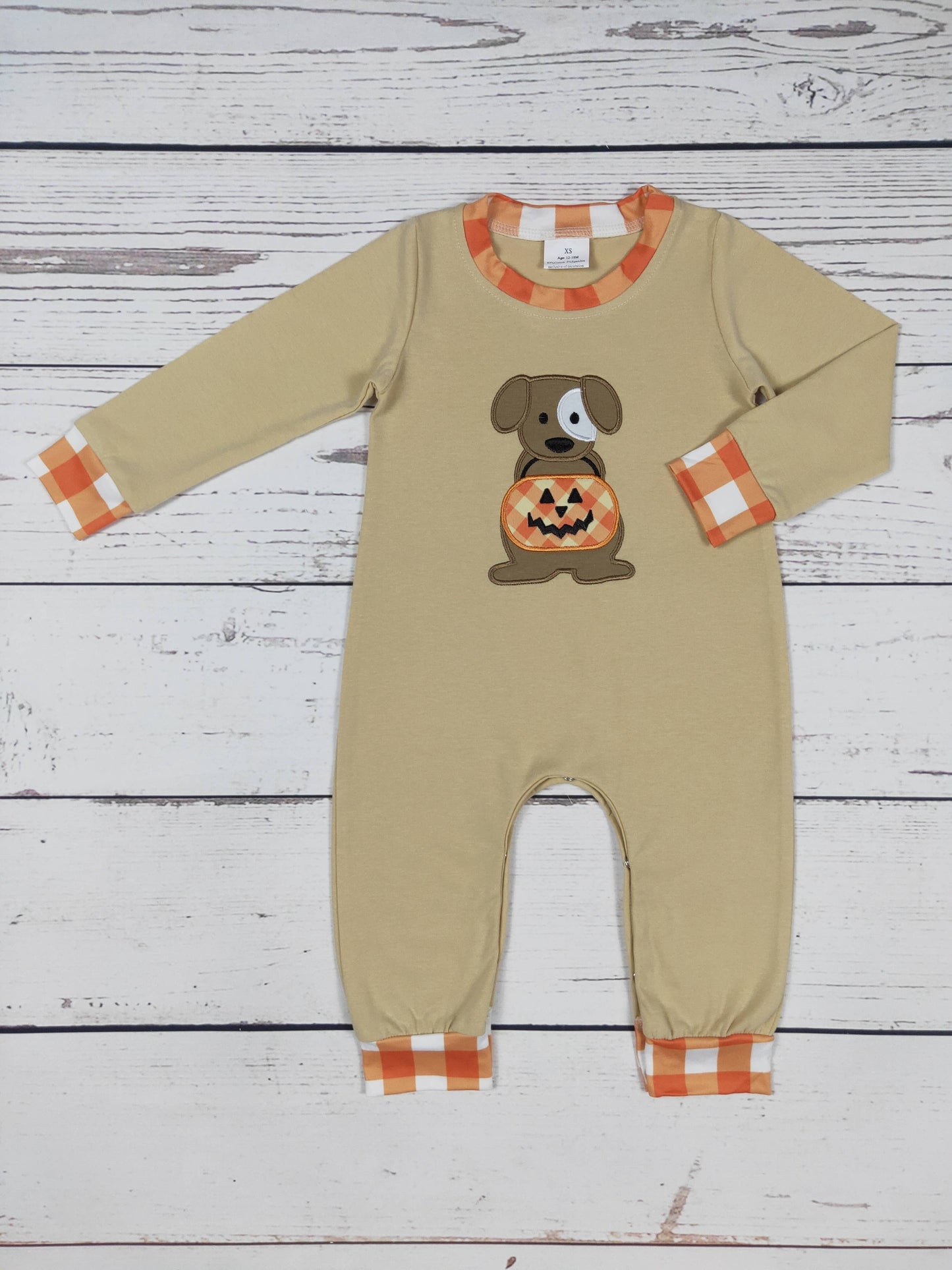 Halloween Dog Appliqué Baby Boy Romper