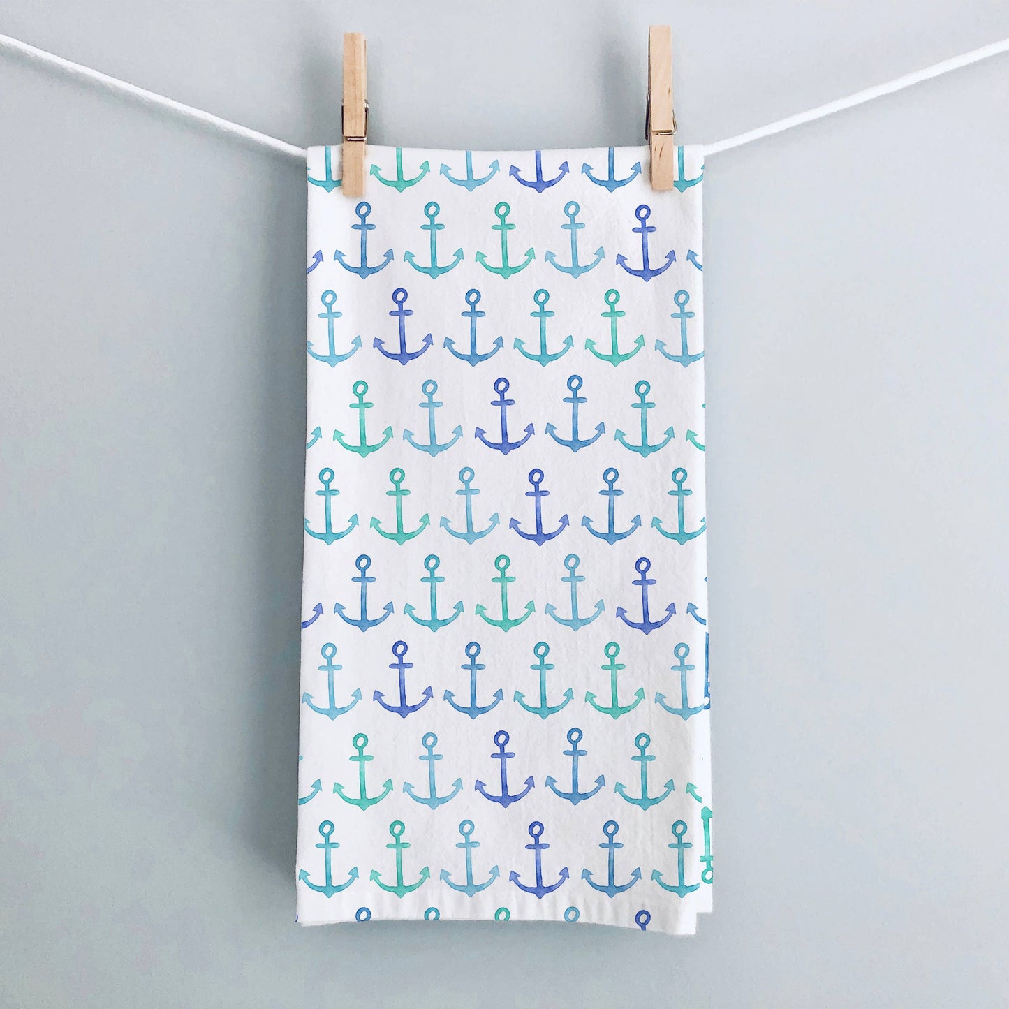 Blue Anchors Kitchen Towel | Coastal Tea Towel