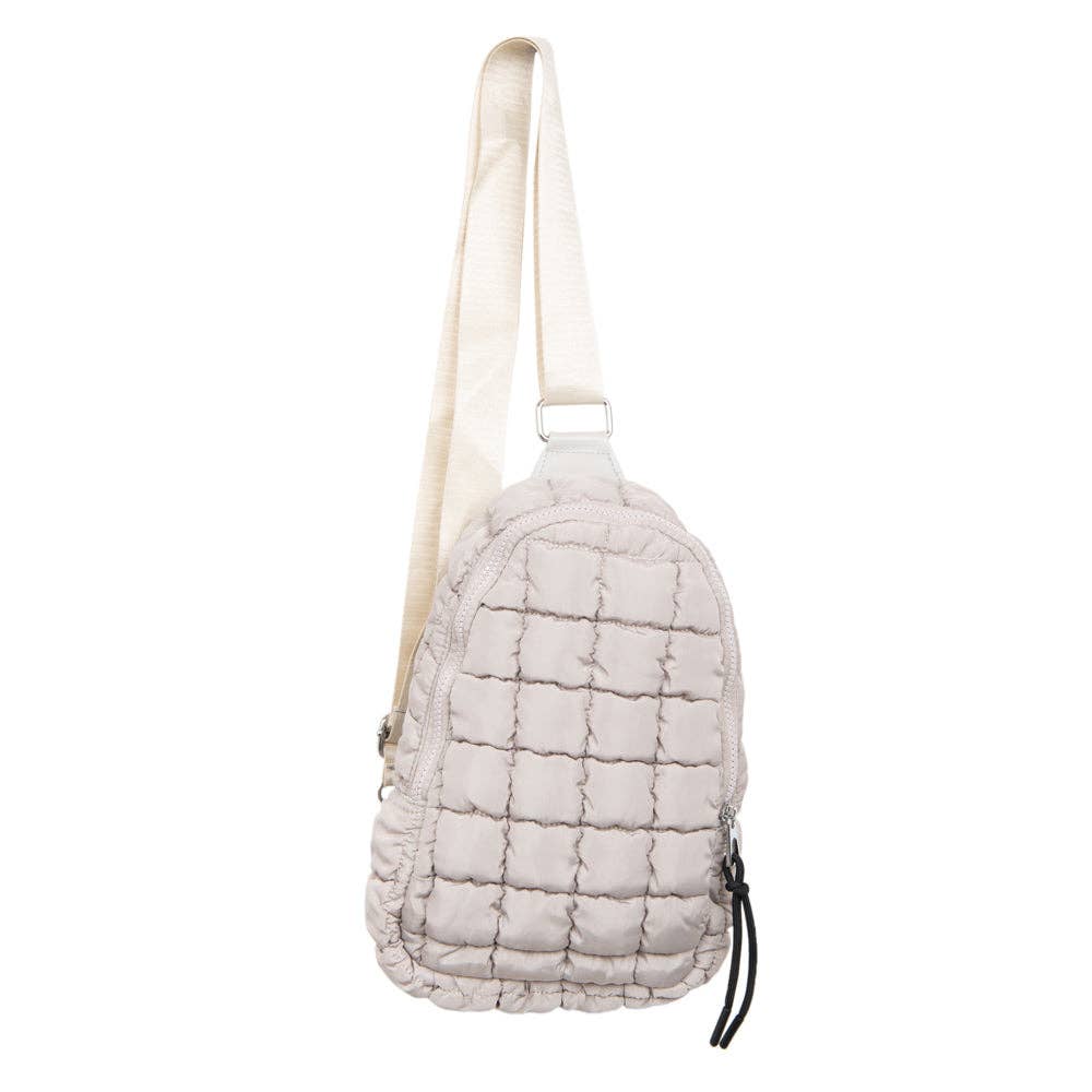 Sand Quilted Sling Crossbody Bag