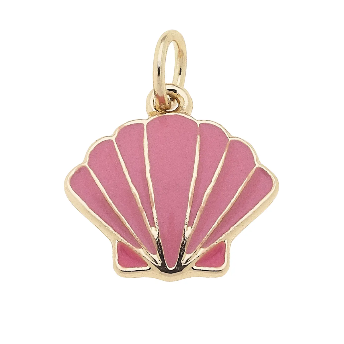 Enamel Clamshell Charm in Light Pink