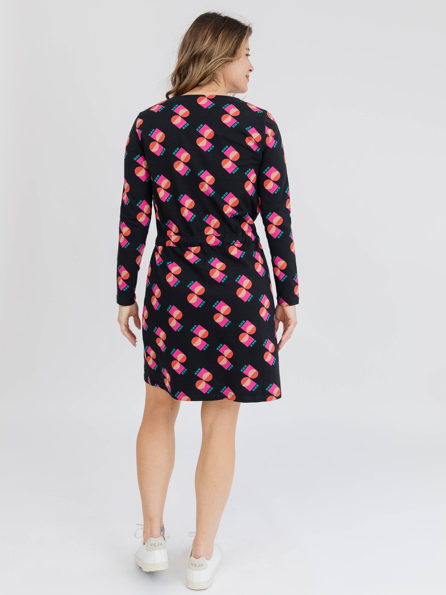 Abby Long Sleeve Dress Memphis Shapes Black