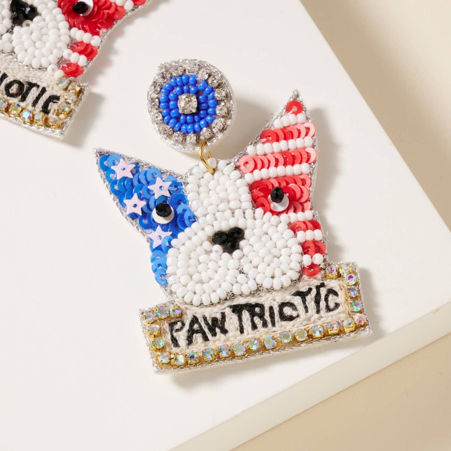 USA Dog Seed Beaded Earrings