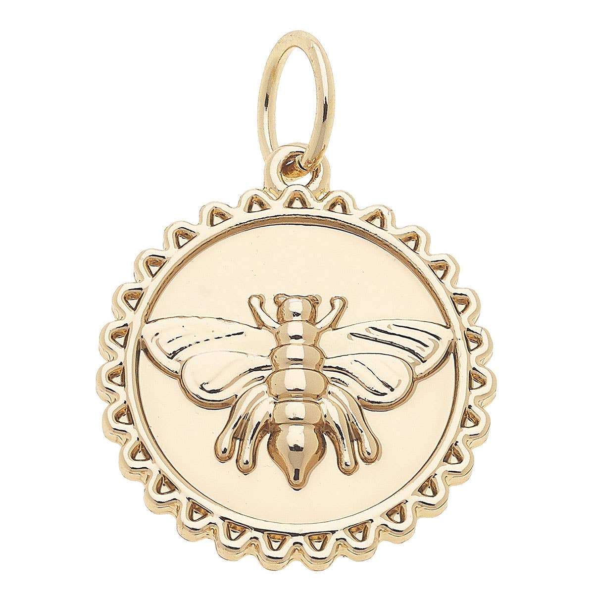 Bumble Bee Medallion Charm in Shiny Gold