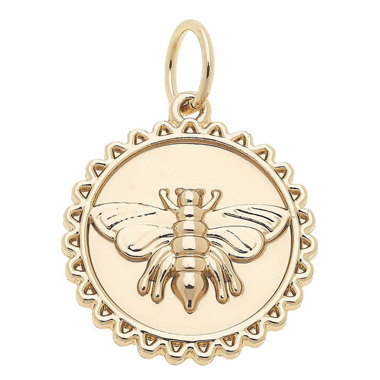 Bumble Bee Medallion Charm in Shiny Gold