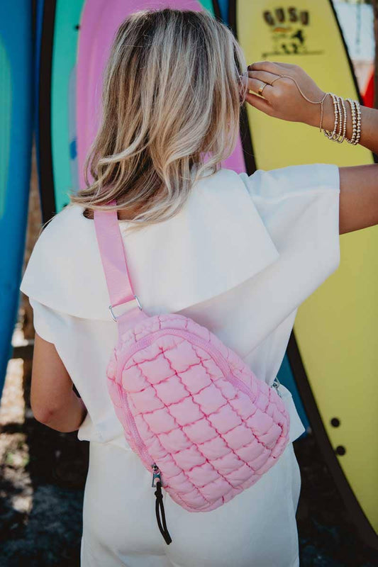 Light Pink Quilted Sling Bag