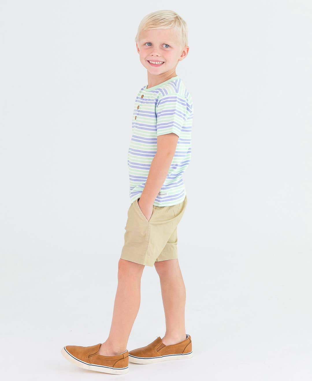 Boys Surf Crew Stripe Short Sleeve Knit Henley