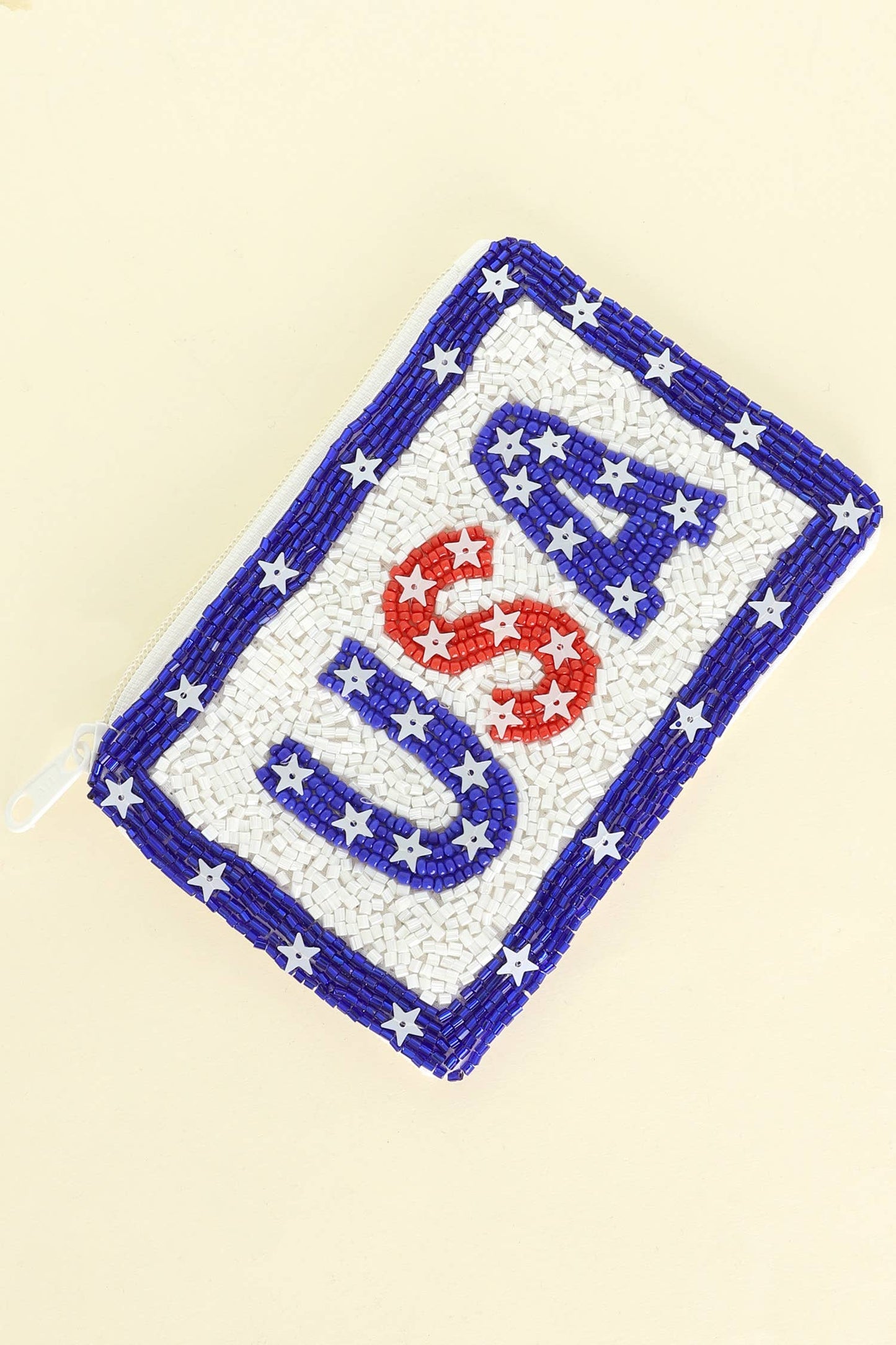 Patriotic America USA Letter Beaded Coin Bag