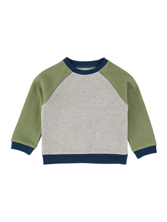 Boys Heather Gray Color Block Knit Raglan Sweatshirt