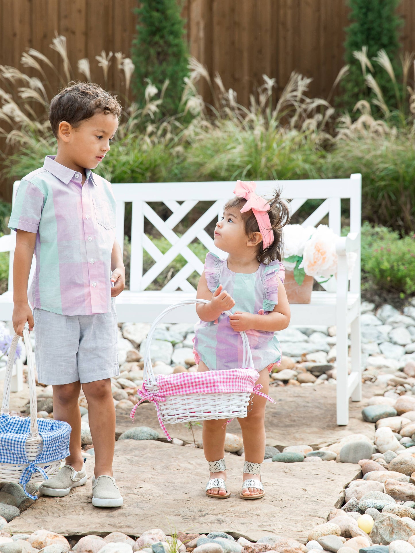 Boys Cotton Candy Plaid Short Sleeve Button Down Shirt