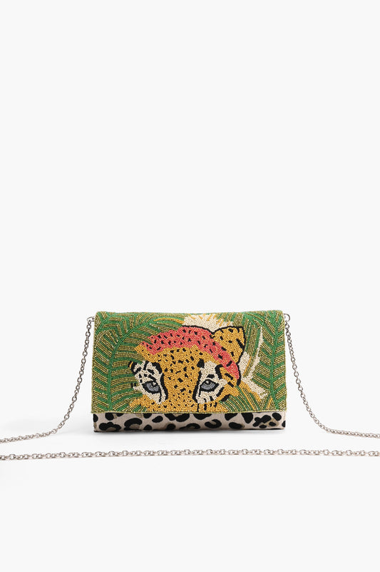 Forestry Leopard Embellished Clutch