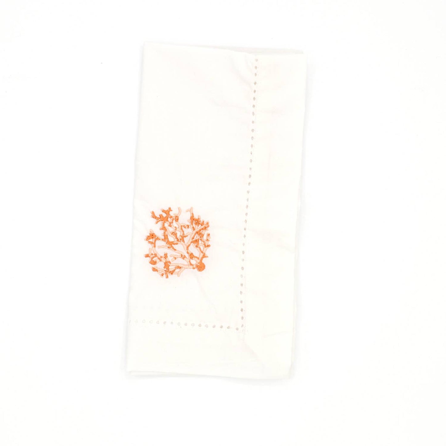 Coral Embroidered Dinner Napkin