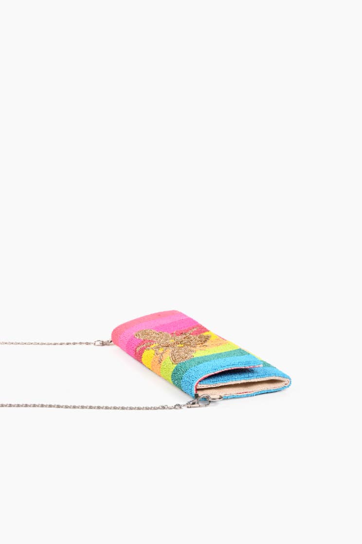 Rainbow Bee Beaded Clutch