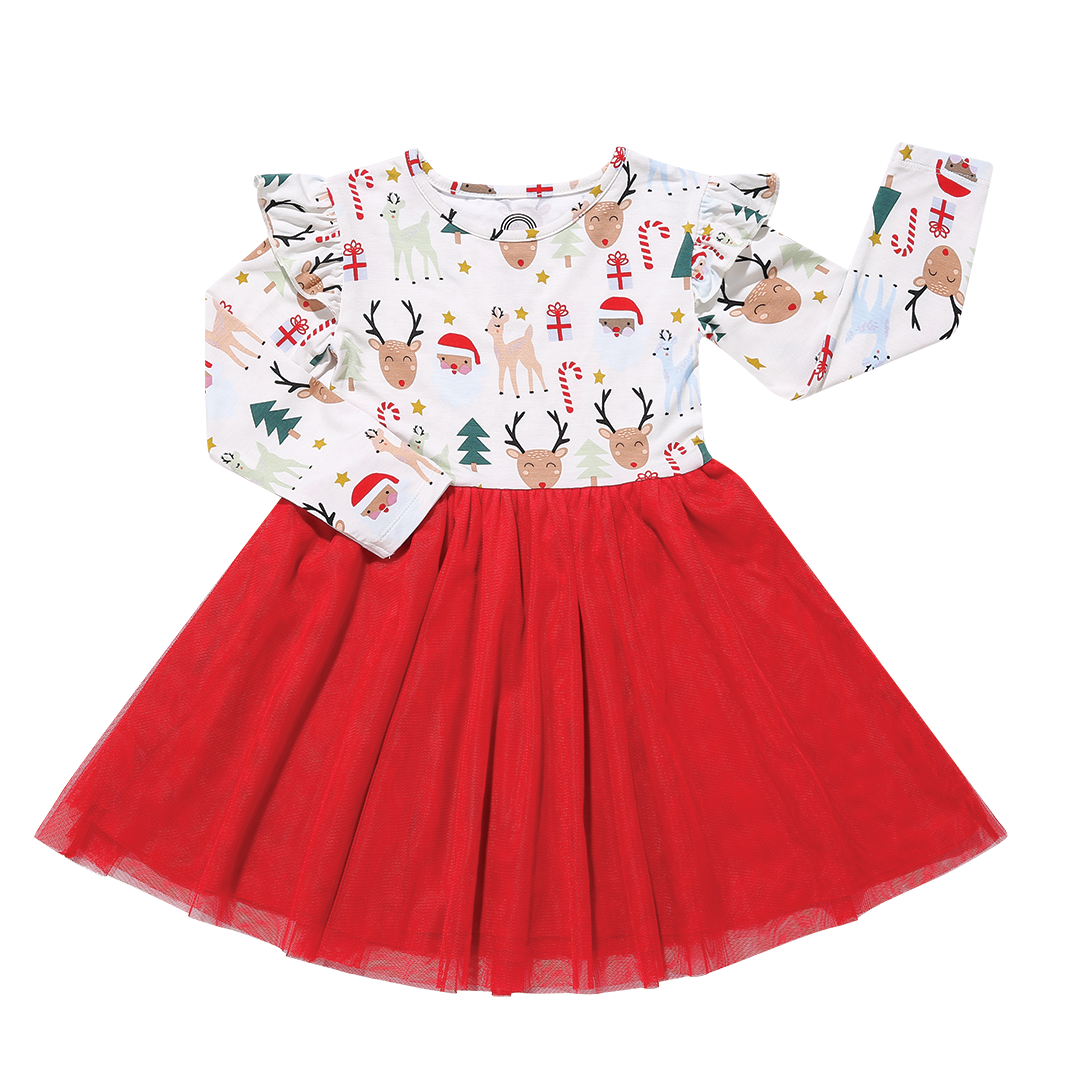 Santa and Friends Kids Holiday Tulle Dress