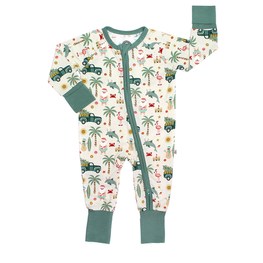 Coastal Christmas Bamboo Convertible Baby Pajamas