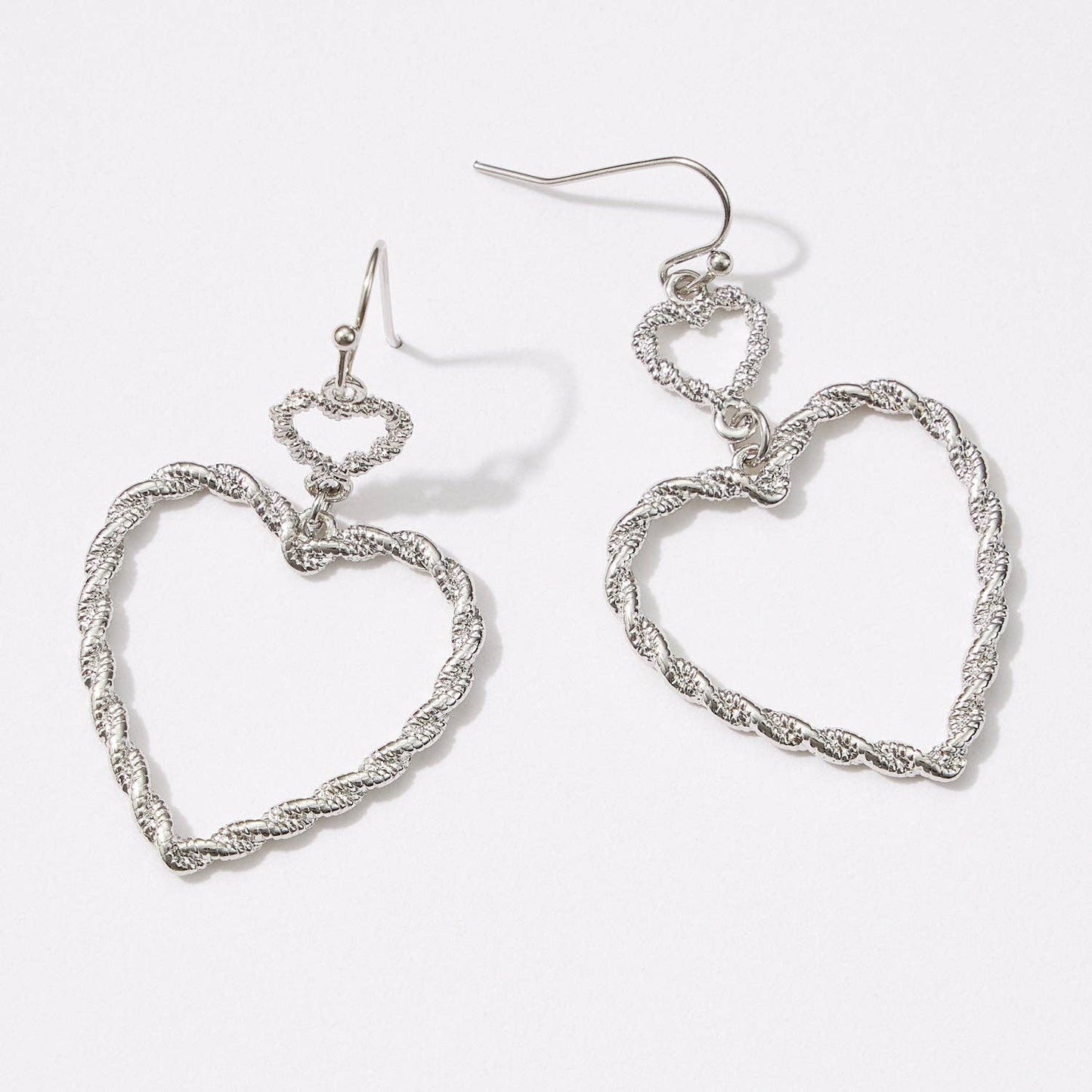 Twisted Metal Heart-Shaped Dangling Earrings