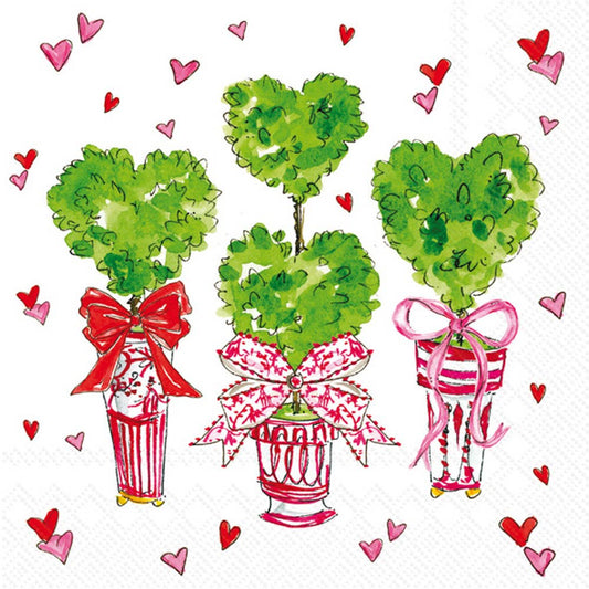 Paper Cocktail Napkins 20ct Heart Topiary Rosanne Beck