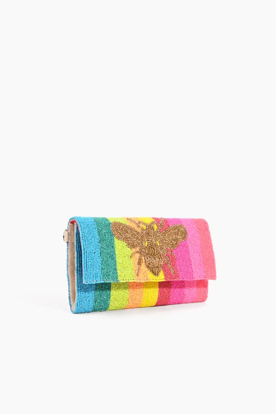 Rainbow Bee Beaded Clutch