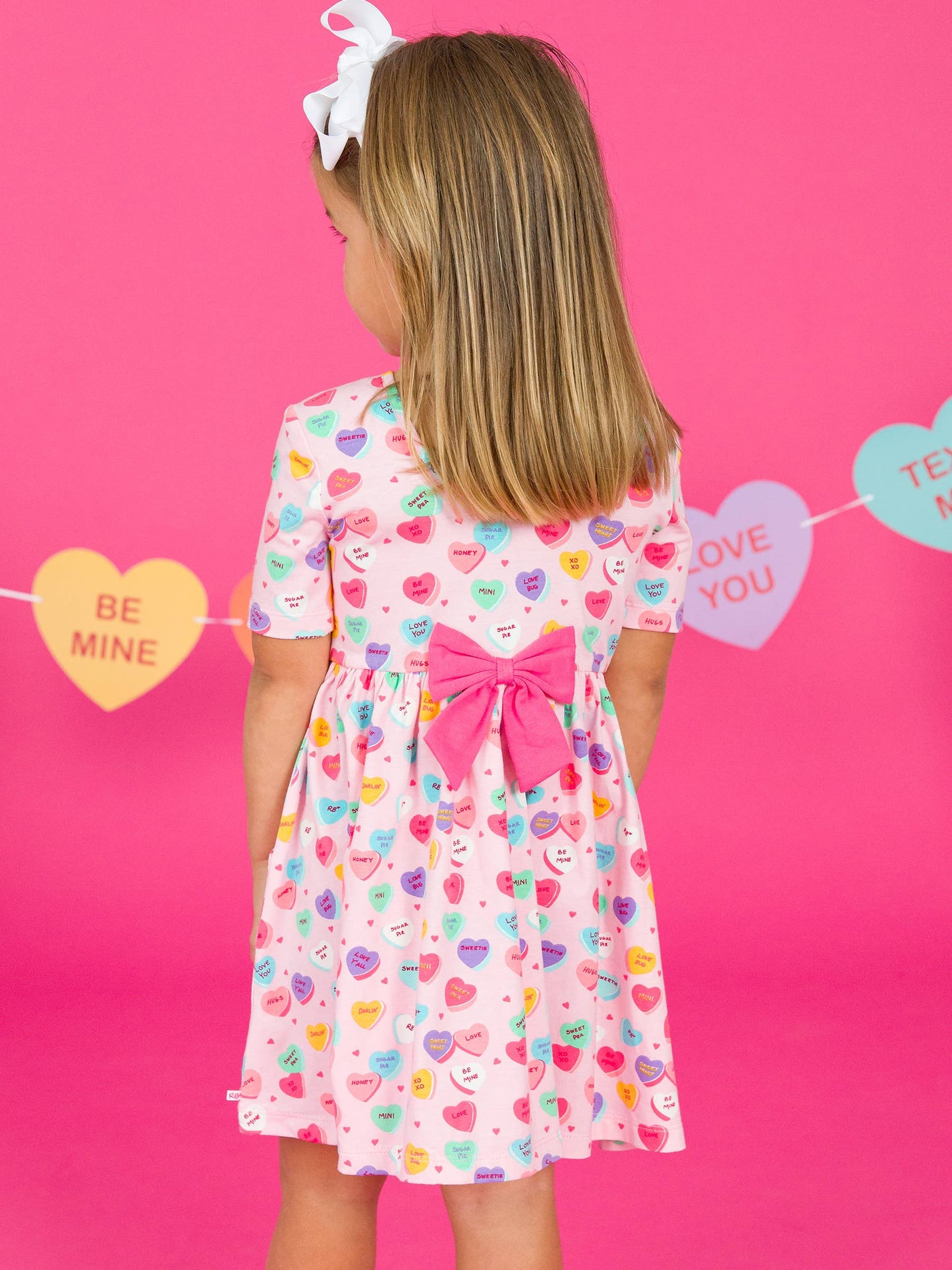 Girls Be My Valentine Short Sleeve Knit Twirl Dress